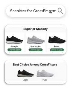 search results showing recommended models for stability + popularity